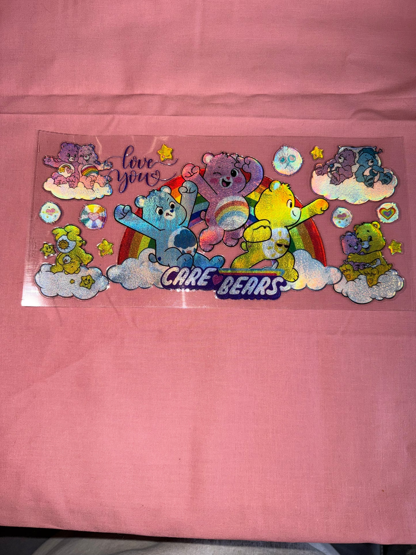Holographic care bear cup wrap