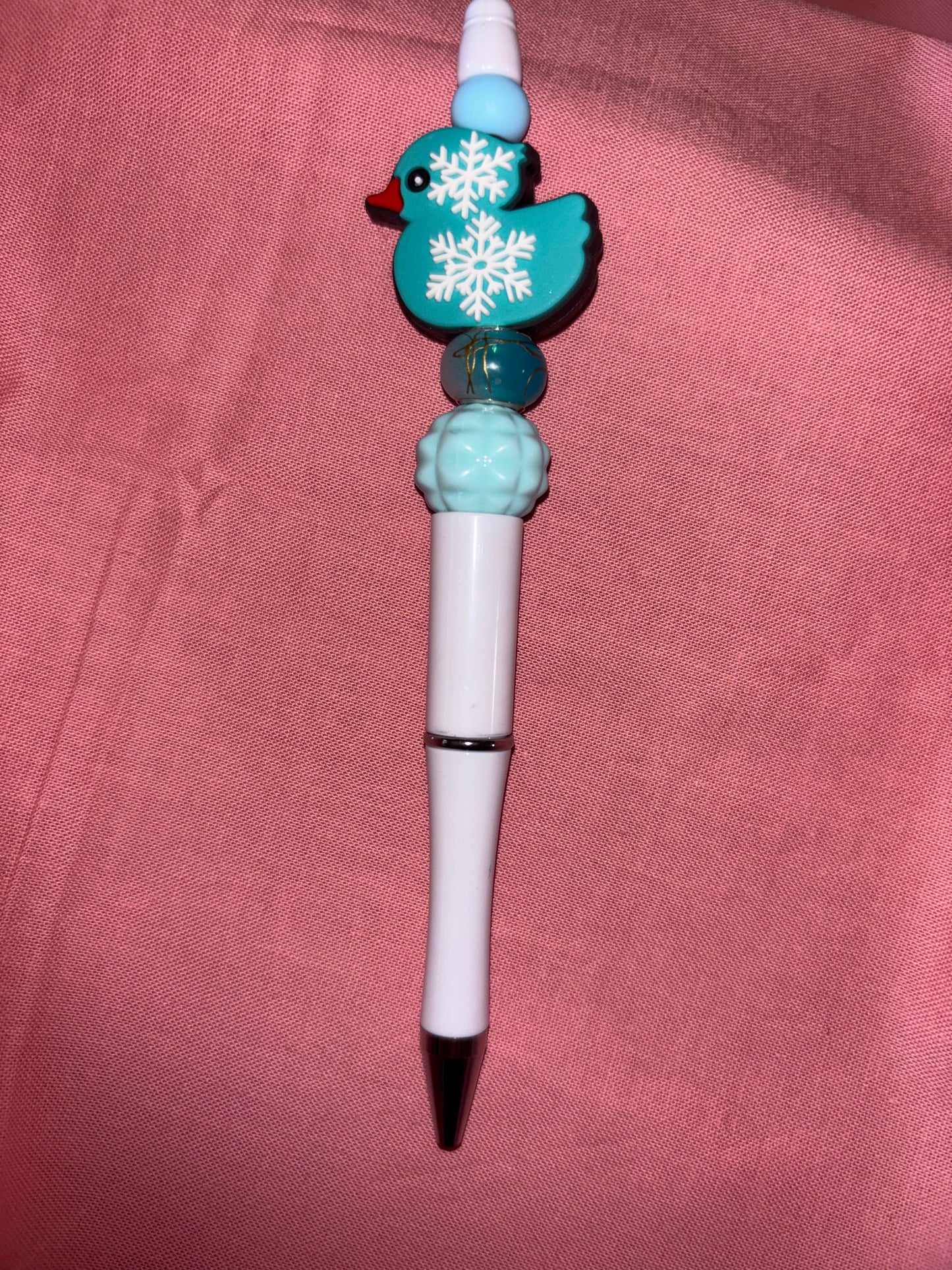 Ready to ship pen-teal snowflake duck/white