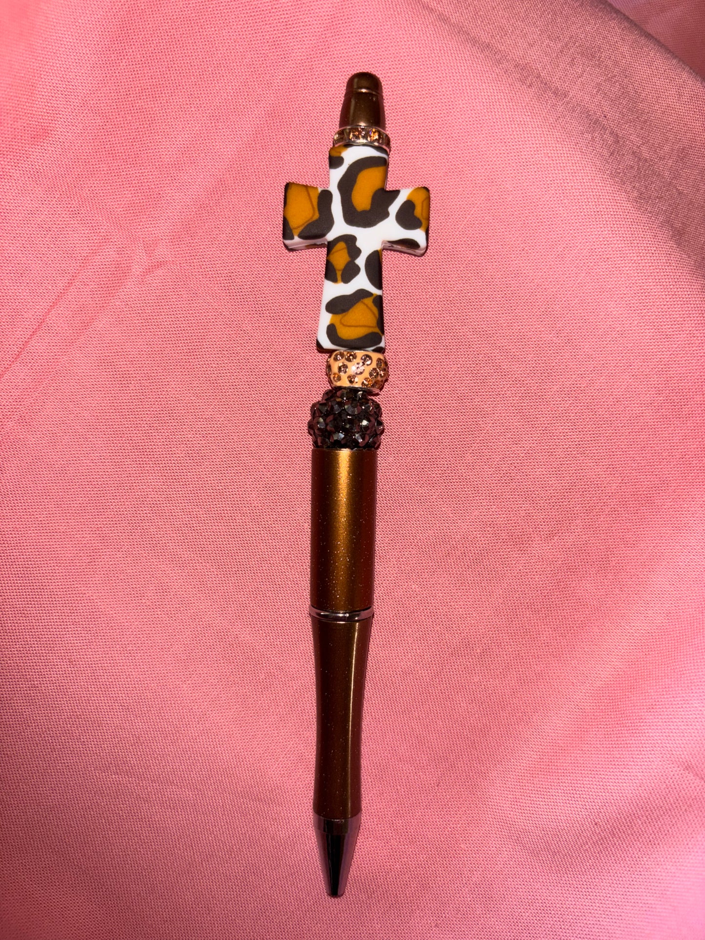 Ready to ship pen-leopard print cross/chocolate