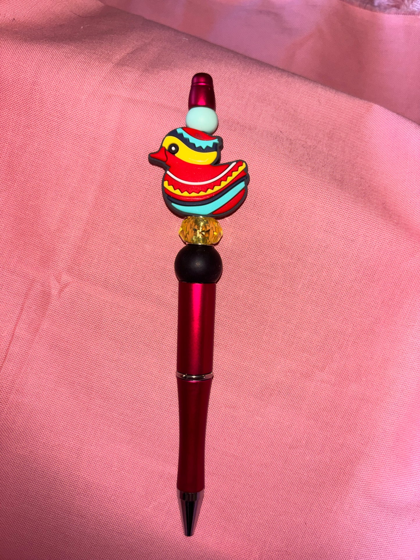 Ready to ship pen- rainbow duck/deep red