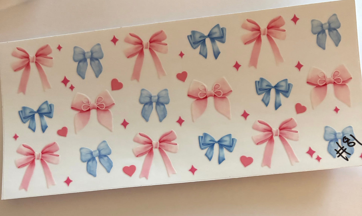 Pink and blue bows cup wrap