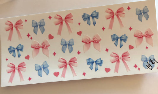 Pink and blue bows cup wrap