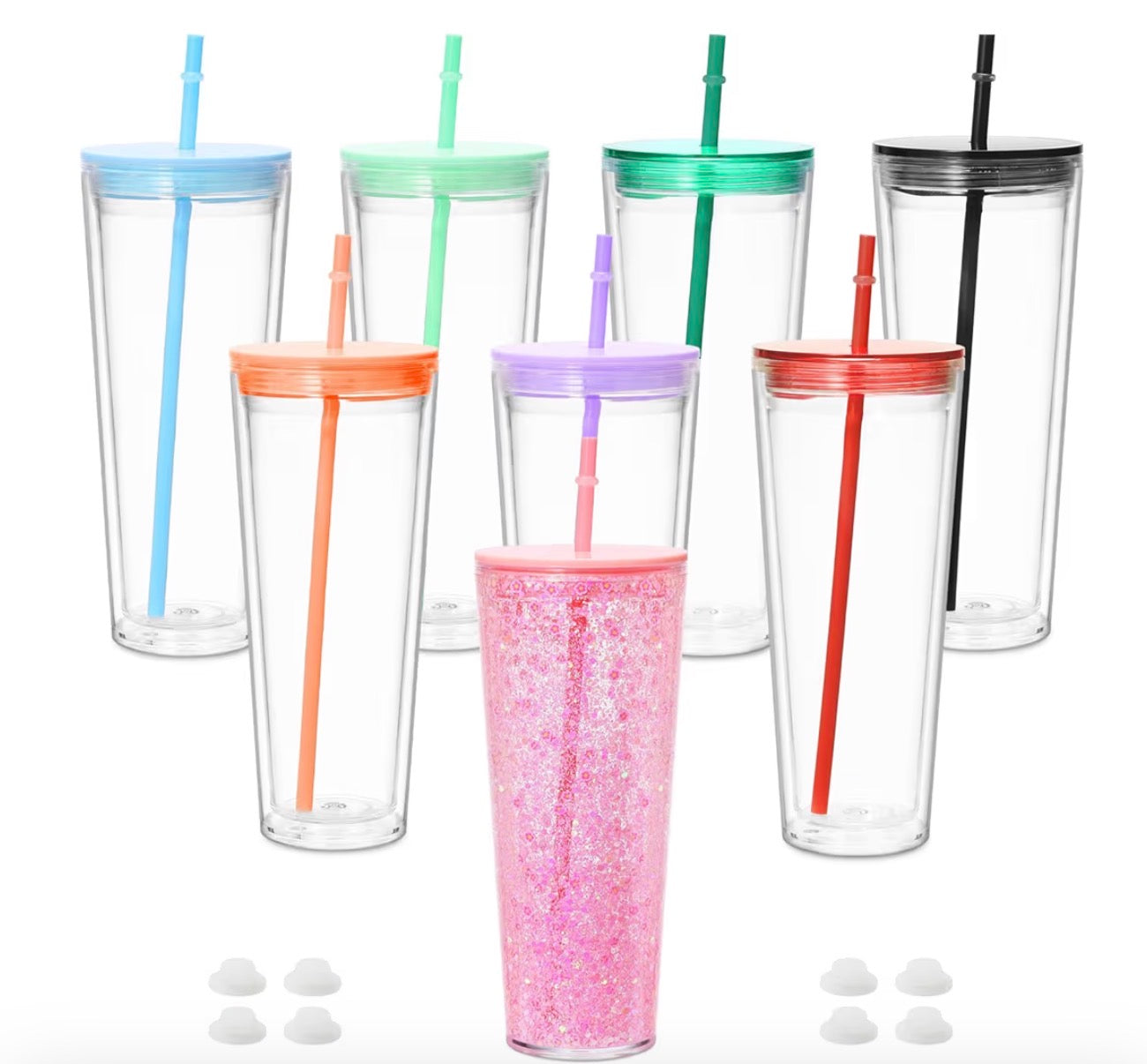 24 Oz Acrylic Snowglobe Tumbler~colored lid