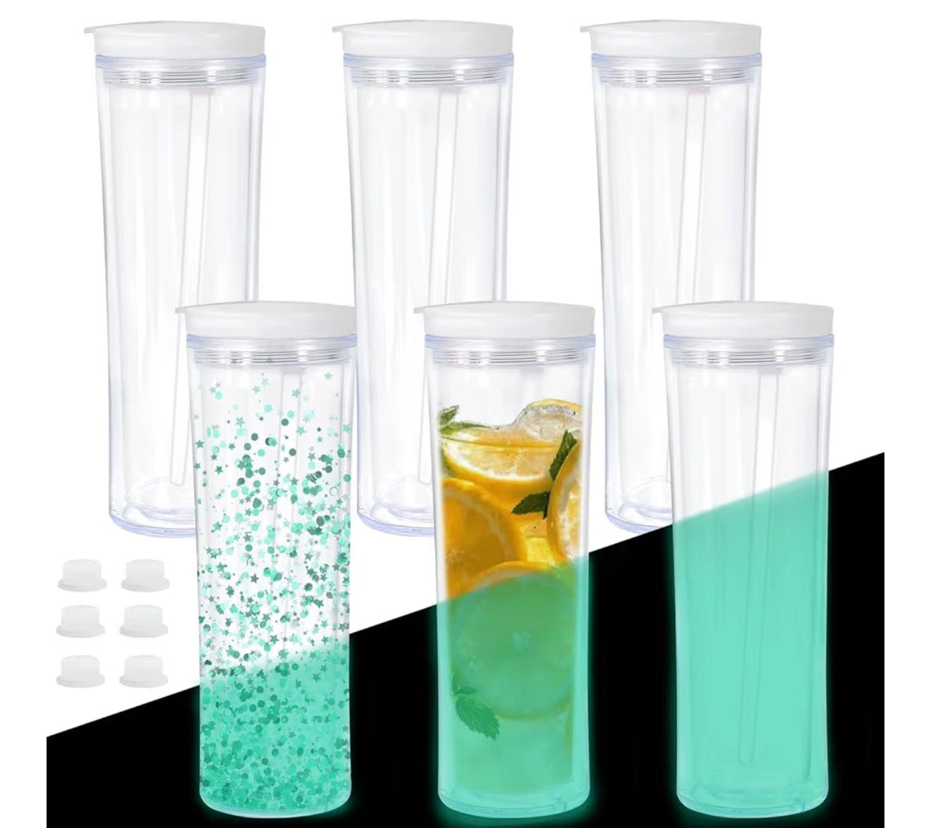 25oz Acrylic Snowglobe Cups Cup Glow in the Dark