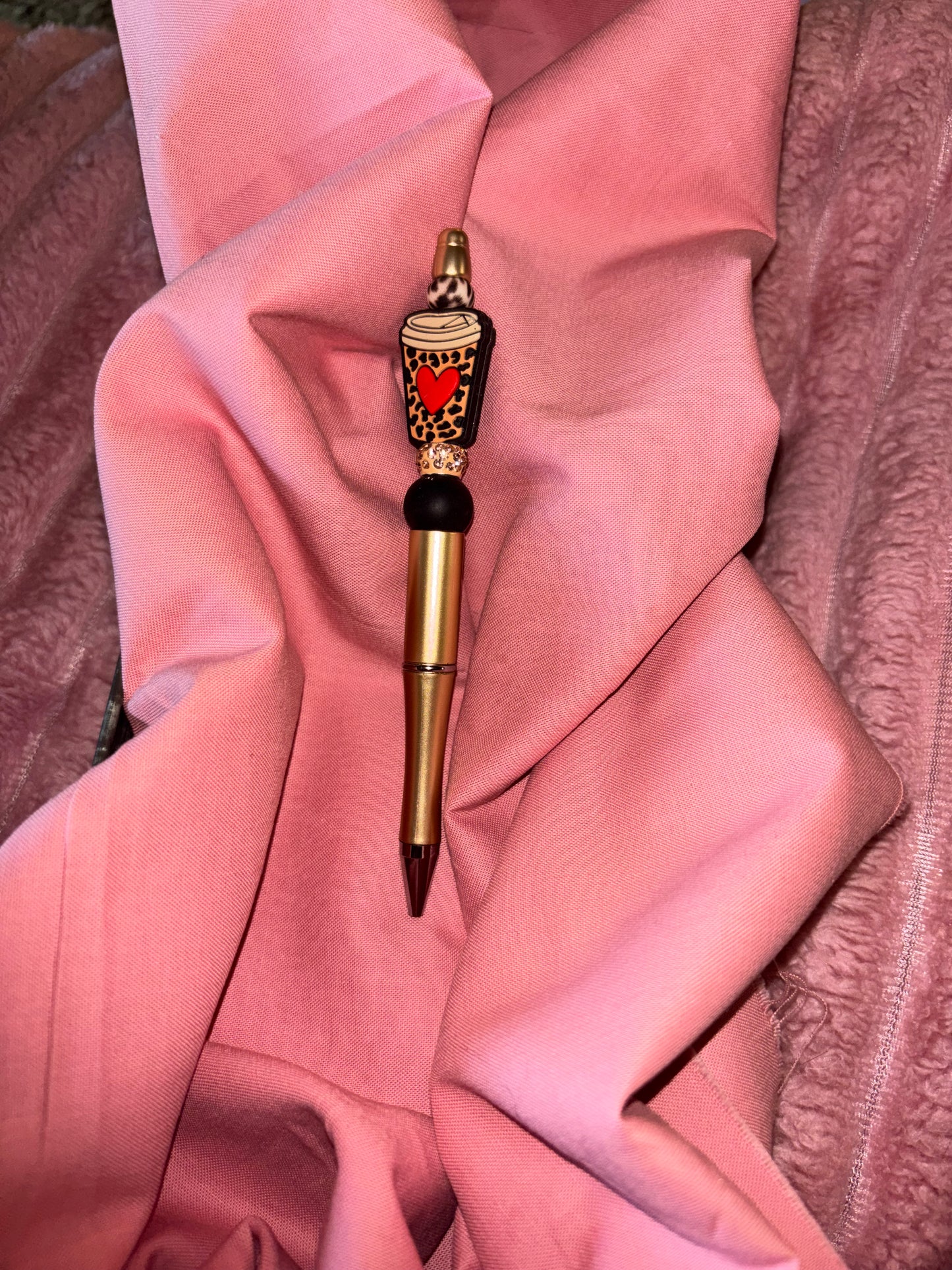 Ready to ship pen-leopard coffee cup red heart rose gold