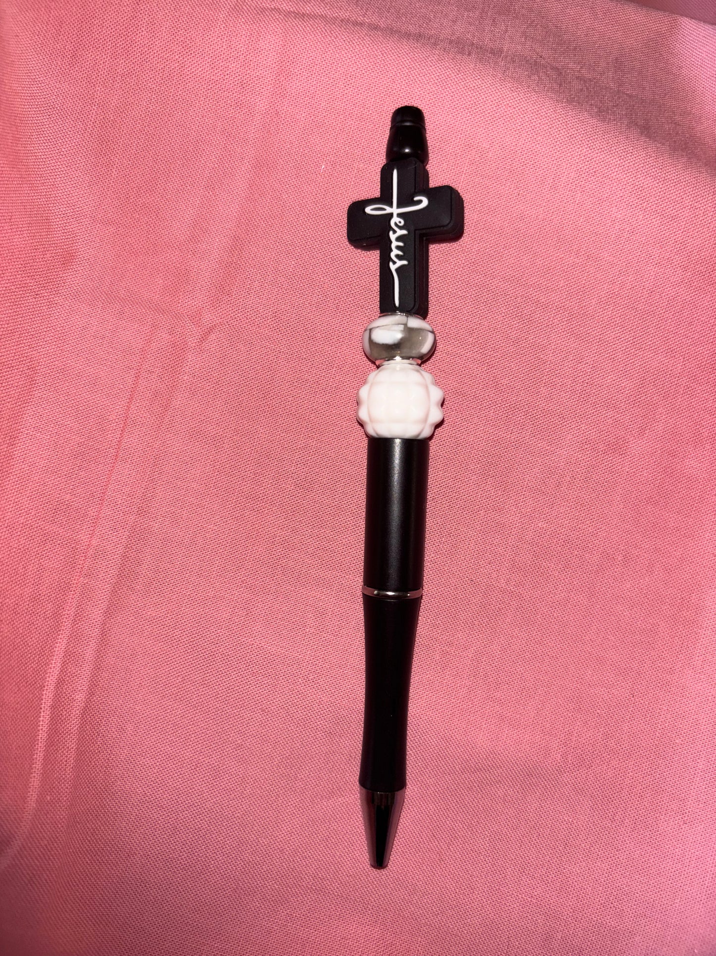 Ready to ship pen-black and white Jesus cross/black