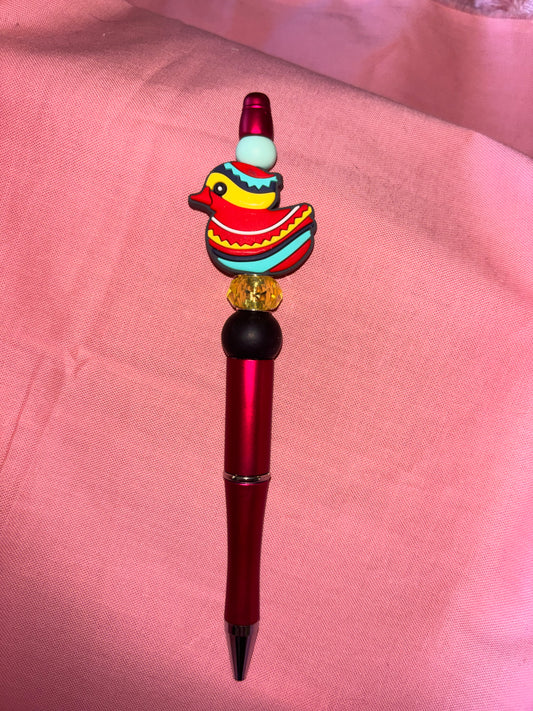 Ready to ship pen- rainbow duck/deep red