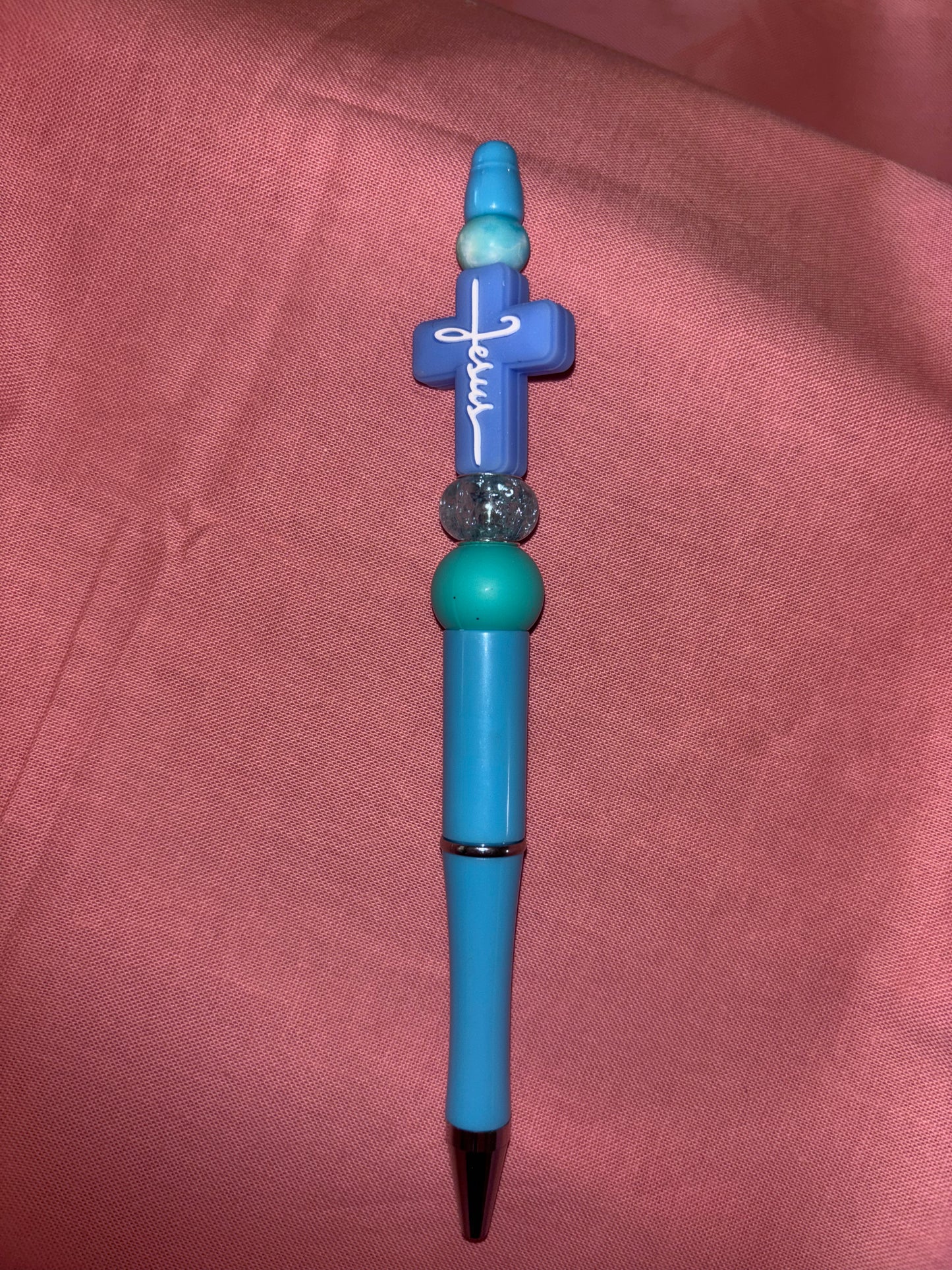 Ready to ship pen-baby blue Jesus cross/baby blue